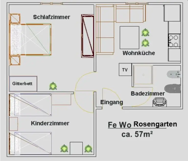 Grundriss - Ferienwohnung Rosengarten